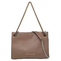 Marc Jacobs Pale Brown Leather Double Link 27 Shoulder Bag For Women