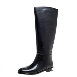 Marc By Marc Jacobs Black Leather Kip Knee Length Boots Size 39 For Women