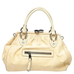 Marc Jacobs Beige Quilted Snakeskin Effect Leather Stam Satchel For Women