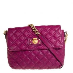 Marc Jacobs Dark Magenta Quilted Leather Single Shoulder Bag For Women