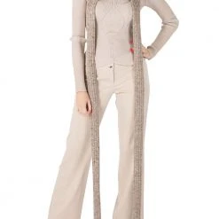 Marc Jacobs Beige Marled Cashmere Rib Knit Slim Muffler For Women